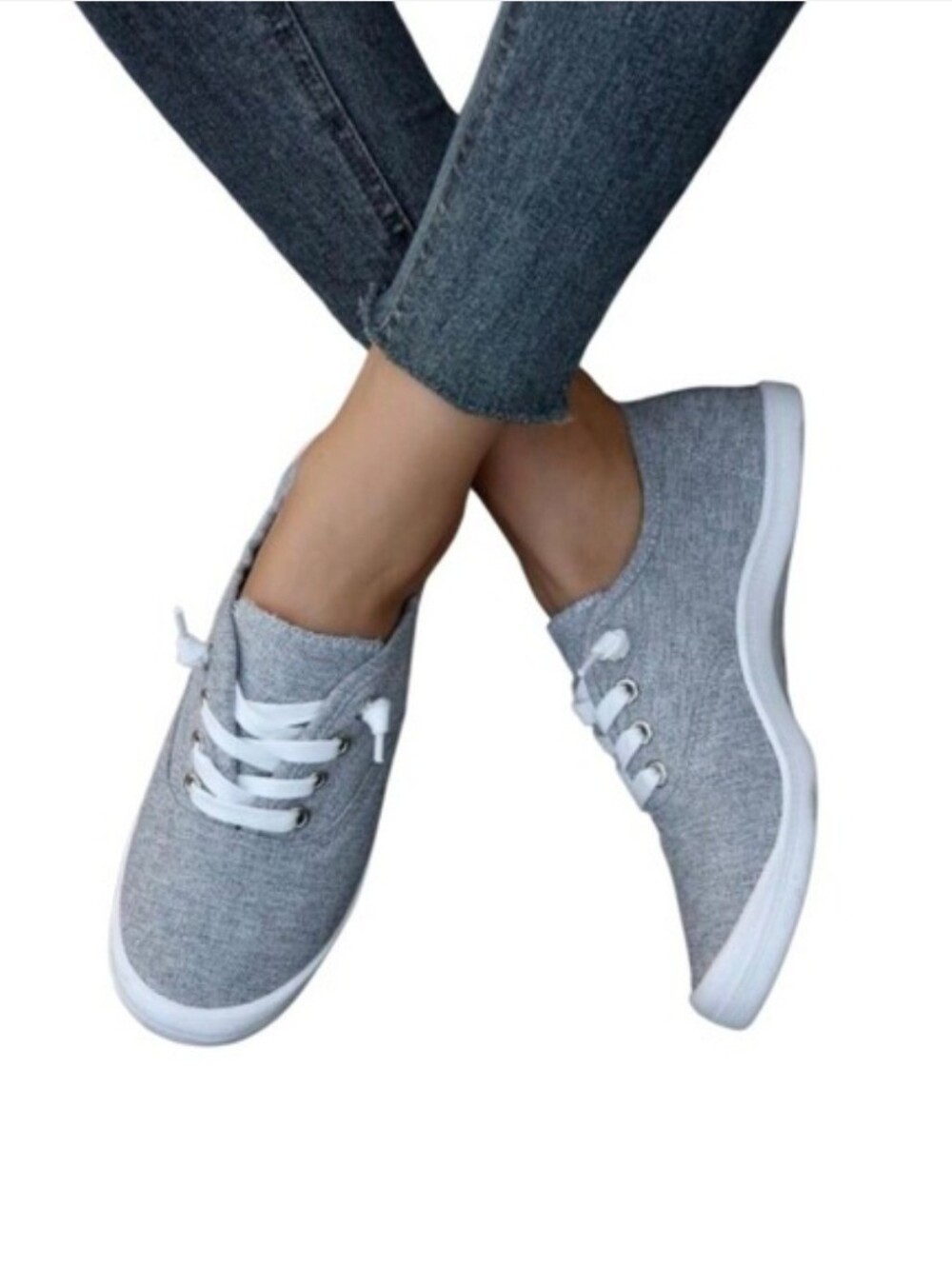 Casual Gray Women's Canvas Sneakers